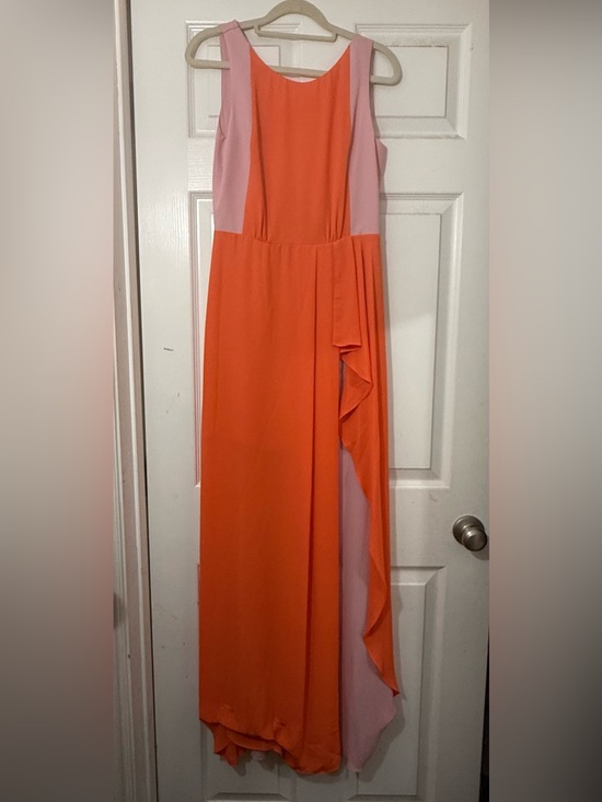 BCBGMaxAzria Dresses & Skirts - BCBGMaxAzria Orange and Pink Colorblock Ruffle Maxi Dress